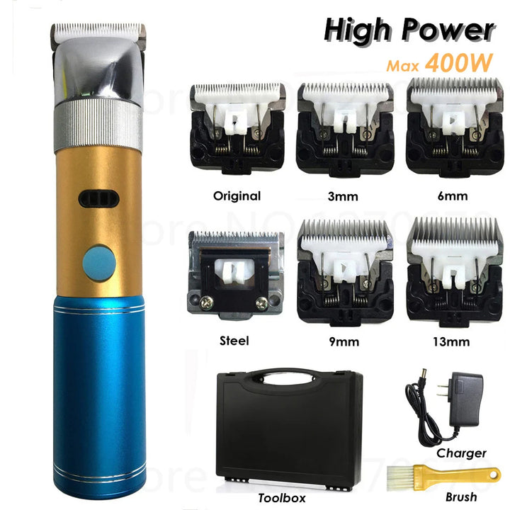 High Power 400W Dog Clippers Professional Cat Hair Trimmer Shaver Electrical Grooming Clipper Pet Haircut Machine Rechargeable