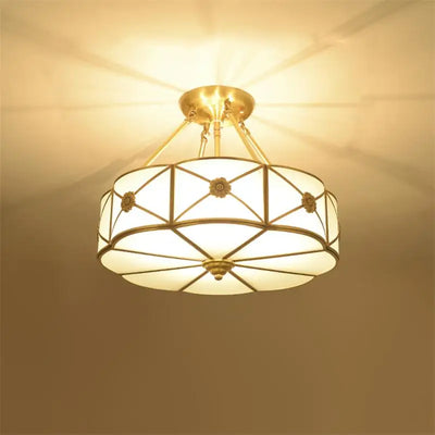 Bronze Ceiling Light E27 Lampara Techo Plafonnier LED Living Room Lights Plafondlamp Suspension Luminaire Copper Ceiling Lamp