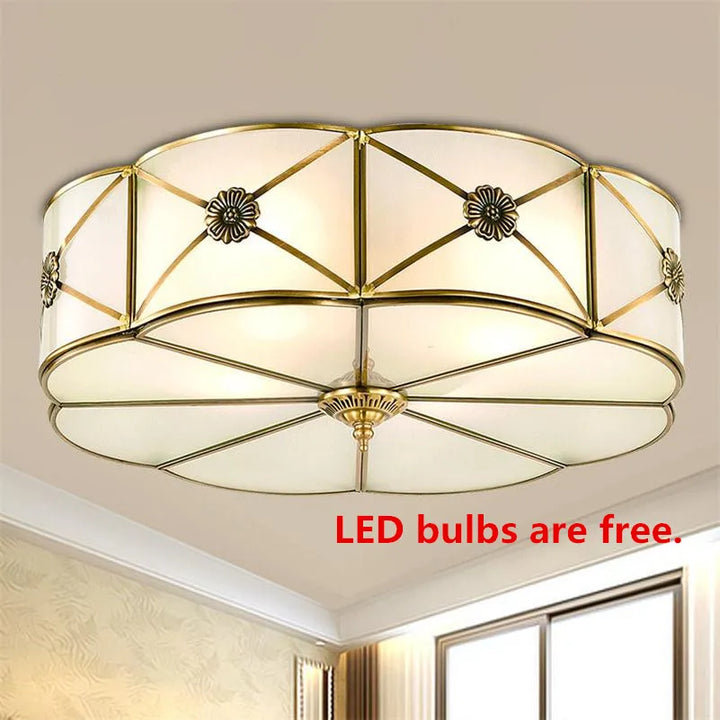 Bronze Ceiling Light E27 Lampara Techo Plafonnier LED Living Room Lights Plafondlamp Suspension Luminaire Copper Ceiling Lamp