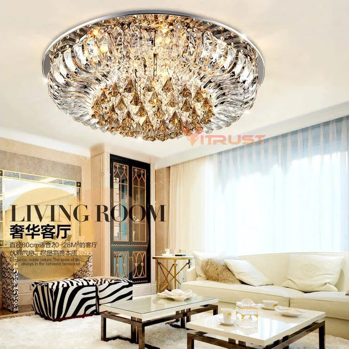 Swan Shape Crystal Ceiling Chandeliers for Living Room Bedroom Modern Stained Glass LED Ceiling Lamps