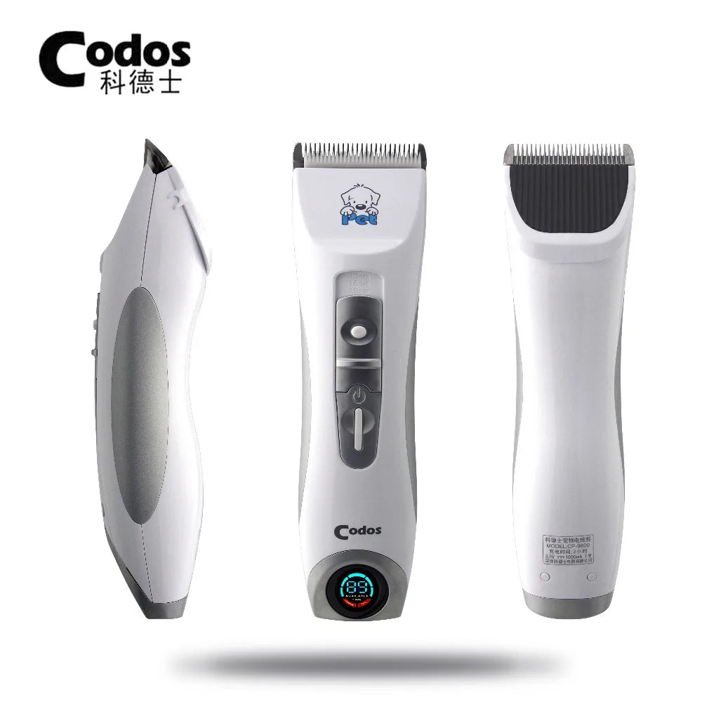 Professional Codos CP9600 Pet Electric Shaver LCD Display Dog Trimmer Grooming Haircut Machine White Rechargeable Dog Clipper