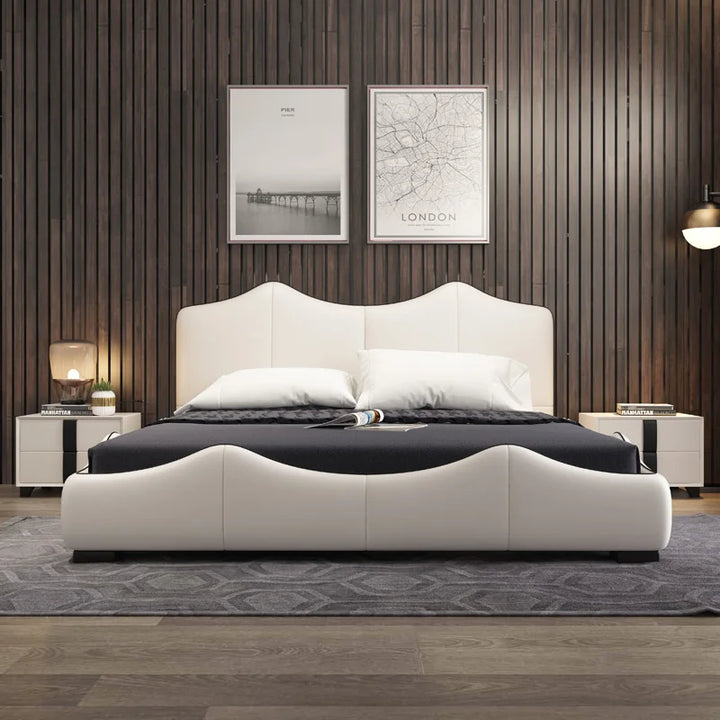 Real Genuine cow leather bed Soft Beds Bedroom camas lit muebles de dormitorio yatak mobilya quarto unique designer furniture