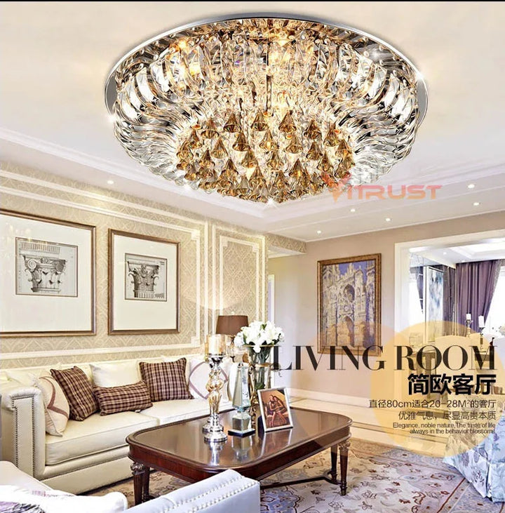 Swan Shape Crystal Ceiling Chandeliers for Living Room Bedroom Modern Stained Glass LED Ceiling Lamps