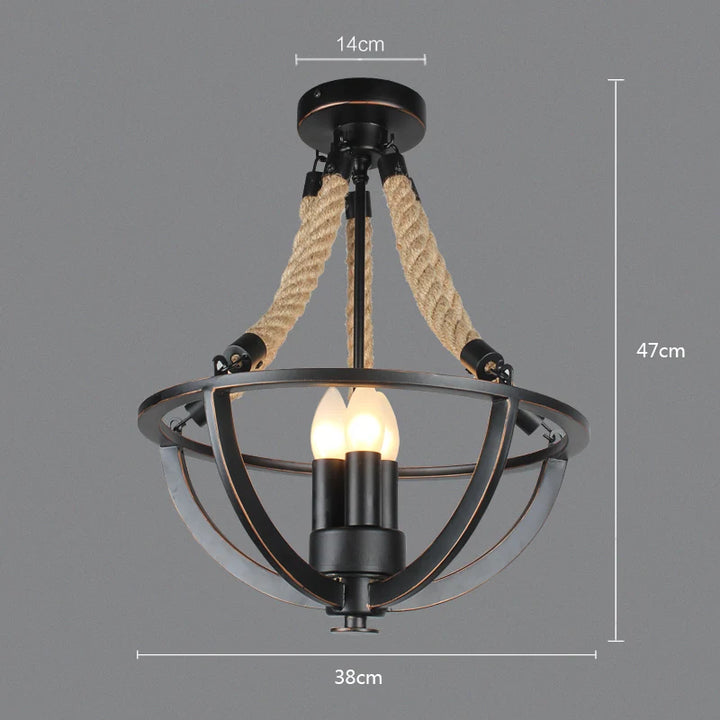 American style led ceiling light vintage hemp rope brief lamps personalized light restaurant