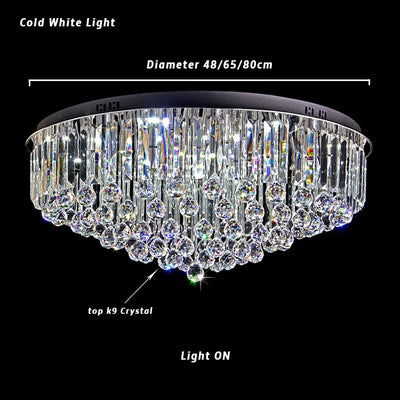 Round Crystal Ceiling Light For Living Room Remote Controlled luminaria Home Decoration Bedroom Lamp Lighting Fixture