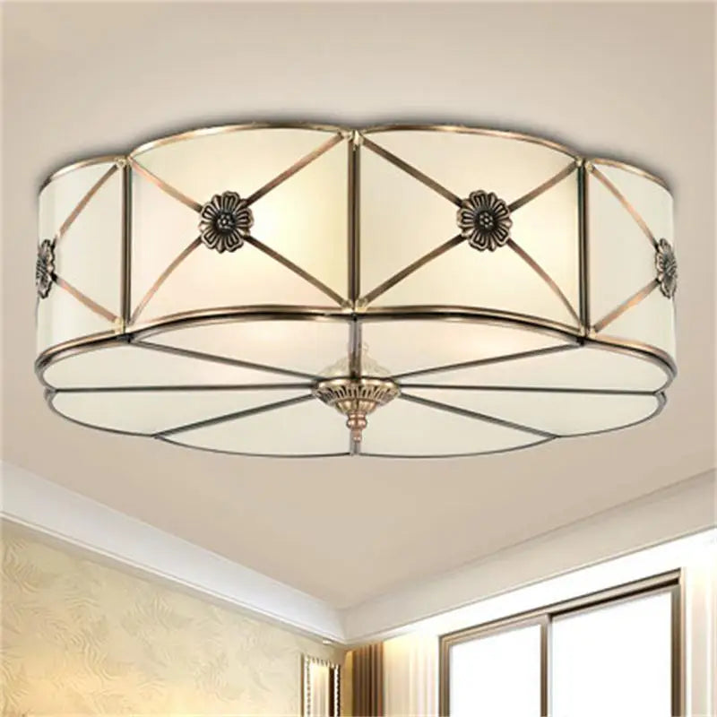 Bronze Ceiling Light E27 Lampara Techo Plafonnier LED Living Room Lights Plafondlamp Suspension Luminaire Copper Ceiling Lamp