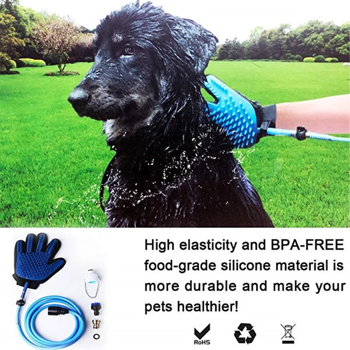 Dog Bath Tool Sprayers Glove Silicone Pet Brush Cleaner Push on Tap Shower Head Pet Supplies Paw Washer for Dogs