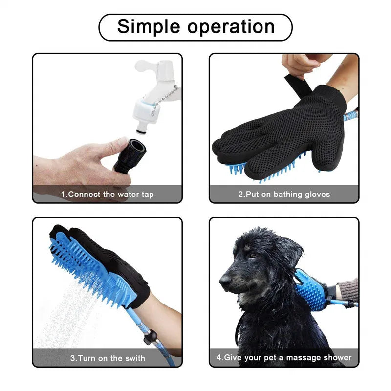 Dog Bath Tool Sprayers Glove Silicone Pet Brush Cleaner Push on Tap Shower Head Pet Supplies Paw Washer for Dogs