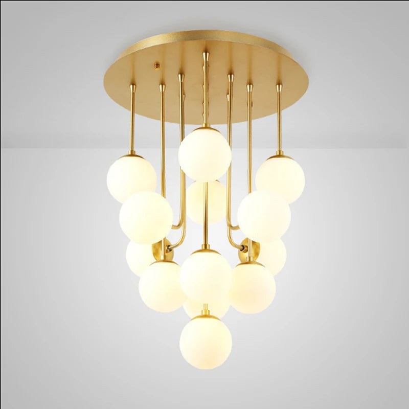 Modern Creative Glass Ball Iron Nordic Living Room Bedroom Ceiling Chandelier G4 Golden Decor Home Lighting Lamp LED Fixture