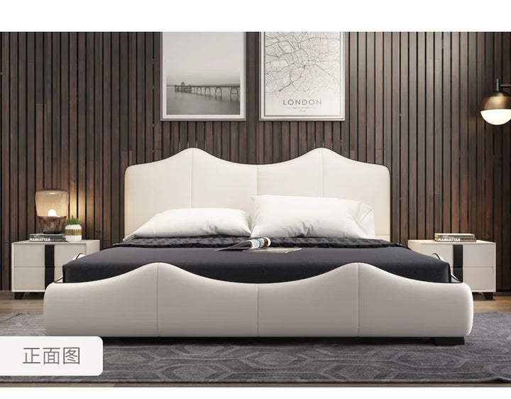 Real Genuine cow leather bed Soft Beds Bedroom camas lit muebles de dormitorio yatak mobilya quarto unique designer furniture