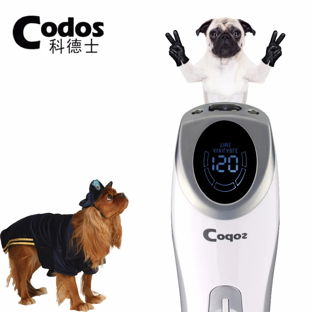 Professional Codos CP9600 Pet Electric Shaver LCD Display Dog Trimmer Grooming Haircut Machine White Rechargeable Dog Clipper