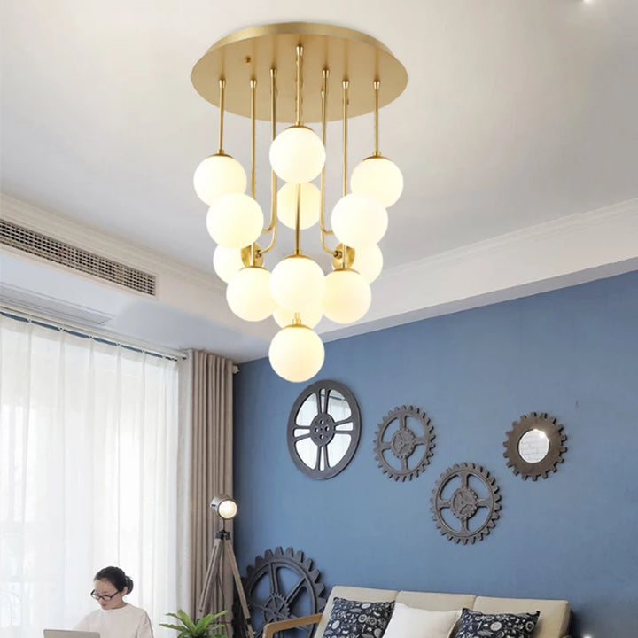 Modern Creative Glass Ball Iron Nordic Living Room Bedroom Ceiling Chandelier G4 Golden Decor Home Lighting Lamp LED Fixture