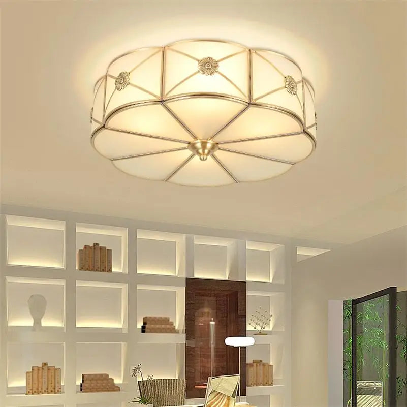 Bronze Ceiling Light E27 Lampara Techo Plafonnier LED Living Room Lights Plafondlamp Suspension Luminaire Copper Ceiling Lamp