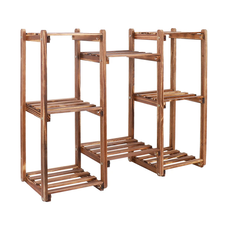 Wooden 8 Tiers Garden Plant Stand Indoor Outdoor Potted Flowers Storage Planters Display Rack for Greenery Plants