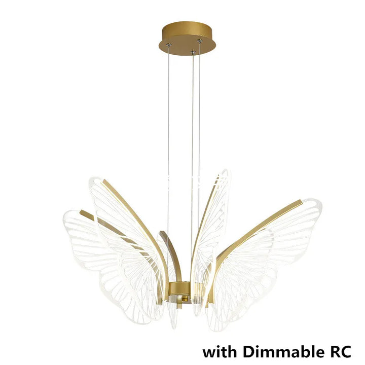 New Butterfly Pendant Lights LED Lamp Room Decor Creative Decoration Living Room With Remote Control AC220V Golden Ceiling Light