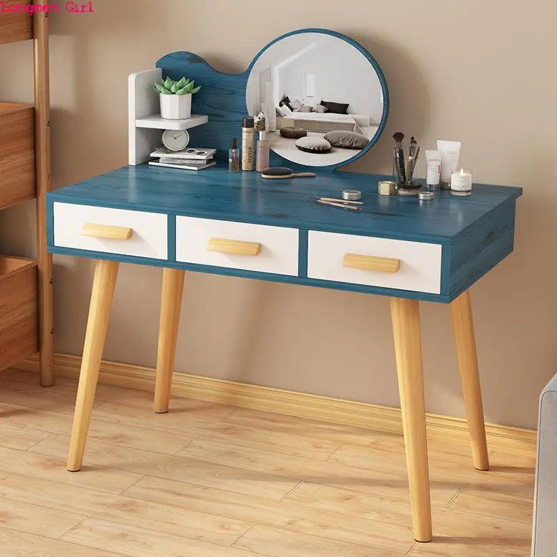 Bedroom Dressing Table Nordic Fashion Furniture Apartment Hotel Bedroom Set Dressing Table Mirror Makeup Table Density Board