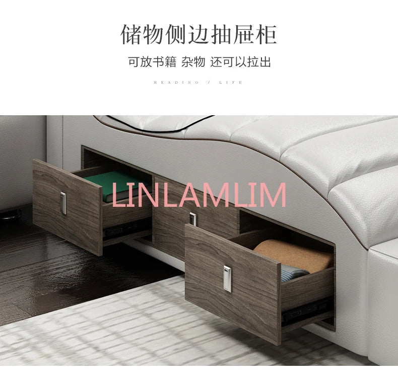 Linlamlim Tech Smart Bed Frame Multifunctional Massage Camas Ultimate Lit Tatami Muebles De Dormitorio Upholstered Cama De Casa