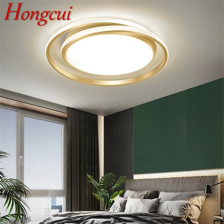 Hongcui Nordic Ceiling Light Contemporary Gold Round Lamp Simple Fixtures LED Home Decorative for Living Bed Room