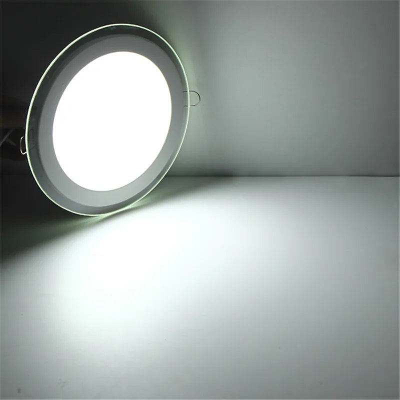 20pcs/lot 9W Round Glass LED Panel Light Recessed Ceiling Donwlight Cold White 6000K