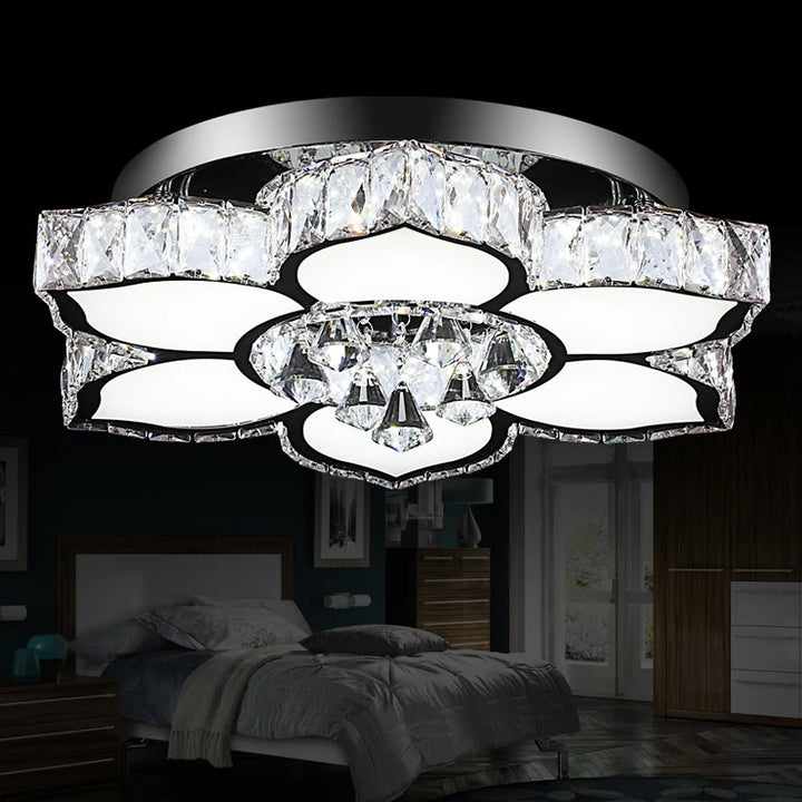 Fashion D470mm 5 Heads Ceiling Light Crystal Flower Shape Ceiling Lighting Foyer Cafeteria Lamp