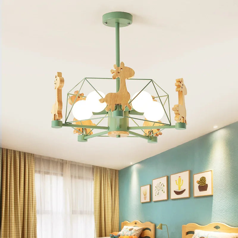 LED Chandelier Wooden Lustres For Living Room Wood Bedroom Dining Light Modern Ceiling Mounted Chandeliers Lighting