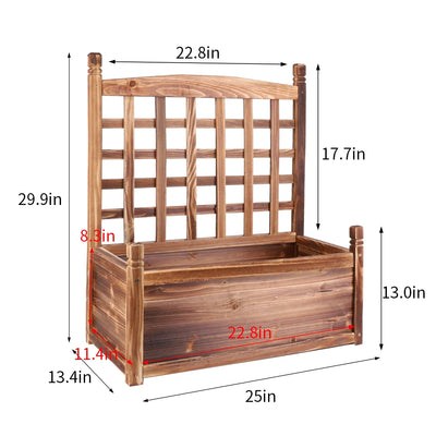 Large Wood Planter Free Standing Plant Raised Bed with Trellis for Garden Yard