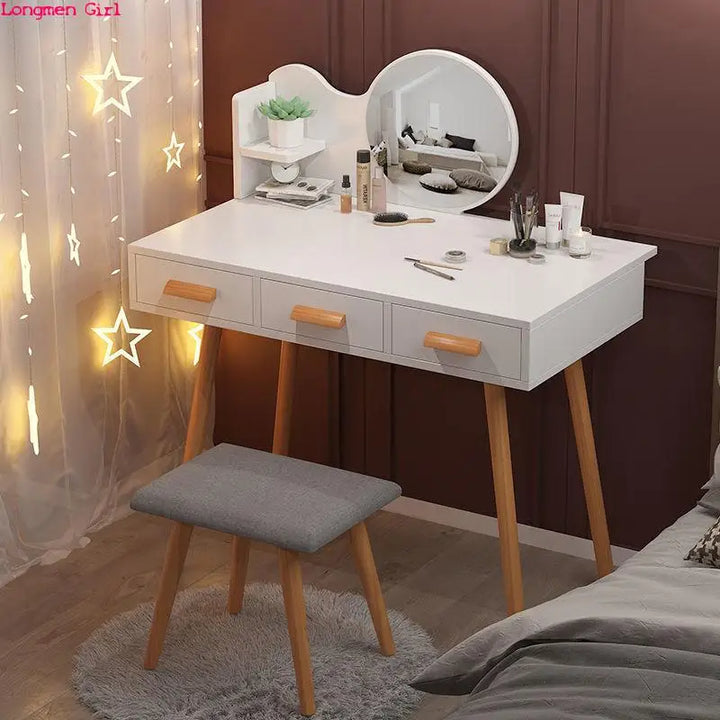 Bedroom Dressing Table Nordic Fashion Furniture Apartment Hotel Bedroom Set Dressing Table Mirror Makeup Table Density Board