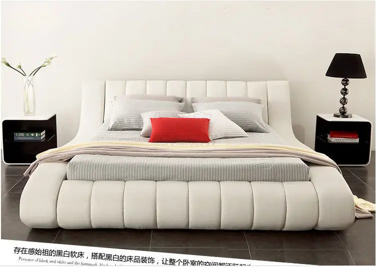 Europe and America Genuine leather bed frame Modern Soft Beds Home Bedroom Furniture cama muebles de dormitorio / camas quarto