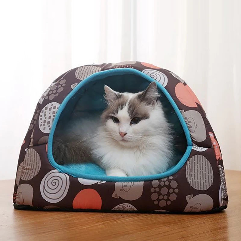 Warm Cat Bed Small Dogs Kittens House Pet Basket Cushion Cat Sleeping Pillow Mat Tent Puppy Lounger Soft Nest Cave Cats Beds