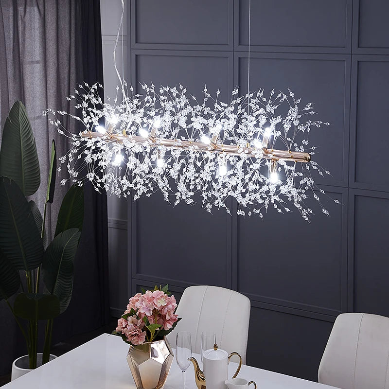 Modern Crystal Ceiling Chandelier Led Scandinavian Style Living Room Center Table Restaurant Kitchen Accesories Indoor Lighting