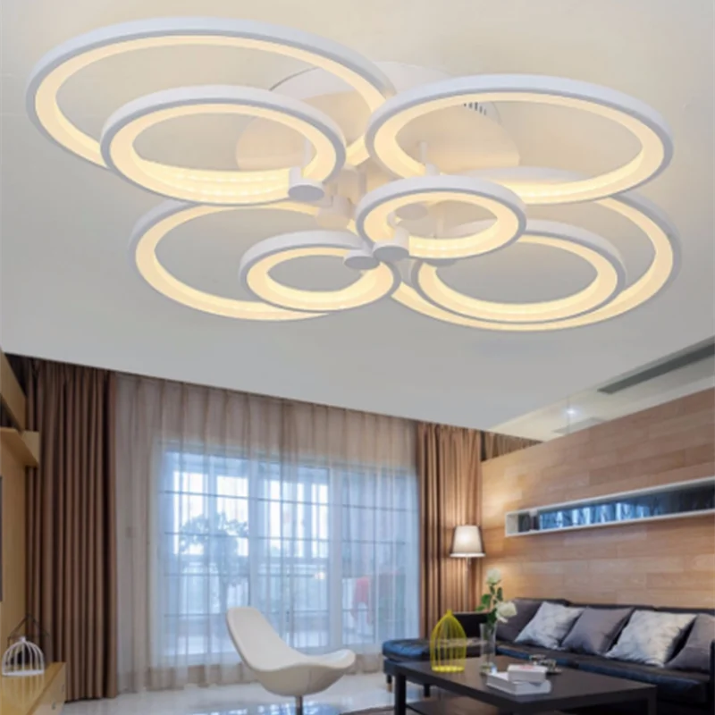 Post-Modern Led Ceiling Light 4/6/8/10 Loft Acrylic Circles Designs Dimmable for Kitchen Living Room Decoration