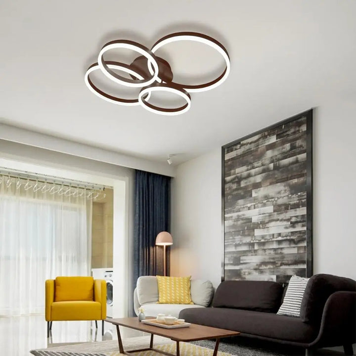 LED Modern Acrylic Ceiling Light 90W 6000K Surface Mount 2+2 Rings Cool White Flush Mount Light for Livingroom Bedroom