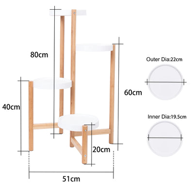 4 Tier Bamboo Plant Stand Tall Corner Indoor Flower Pot Holder Nordic Display Rack for Living Room Bedroom Balcony