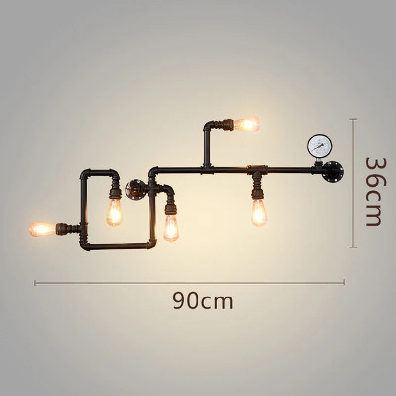 Modern Nordic Industrial Light Water Pipe Wall Lamps Remote Control Wall Sconce for Foyer Bar Coffee Dining Room Home Decor