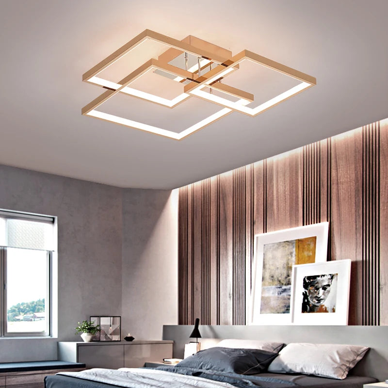 NEO Gleam Square Modern led ceiling lights for living room bedroom study room Gold/Chrome Plated 90-260V Ceiling Lamp Fixtures