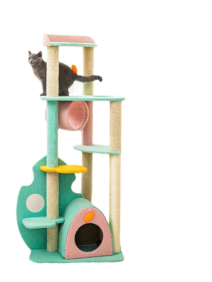 Cat Climbing Frame Tree Shape Cattery House Pets Climb Rack Toy Large Scratching Column for Cats