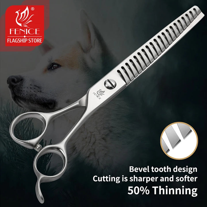 Fenice 7.0inch Dog Grooming Scissors Chunker Shears Japan 440C Thinning Shears for Pet Dog Thinning Rate 50%