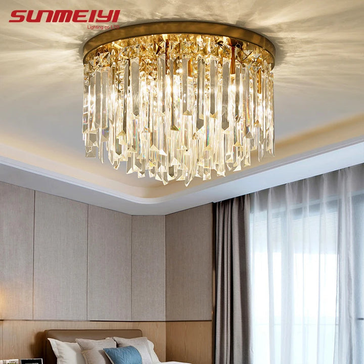 Modern Crystal Ceiling Lights Led Corridor Lighting Ceiling Lamp For Living room Kitchen Gold Bed Room Light lampara led techo