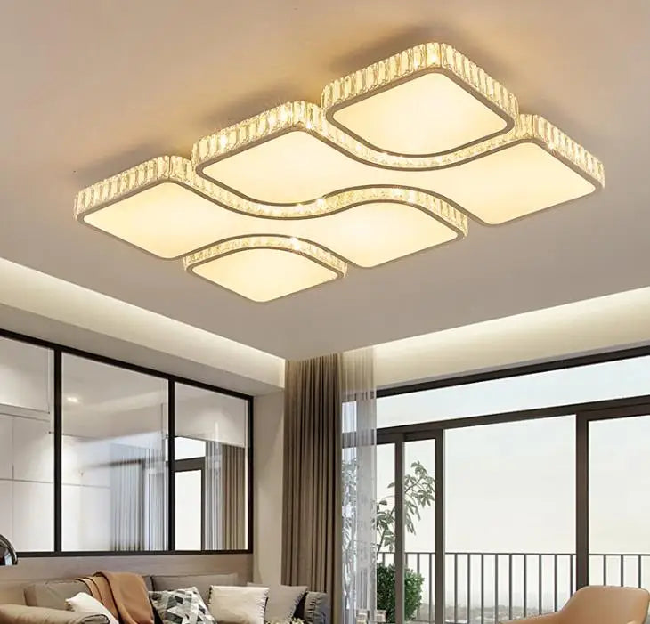 LED crystal ceiling lamp simple modern atmosphere rectangular crystal lamp Nordic room bedroom living room lighting