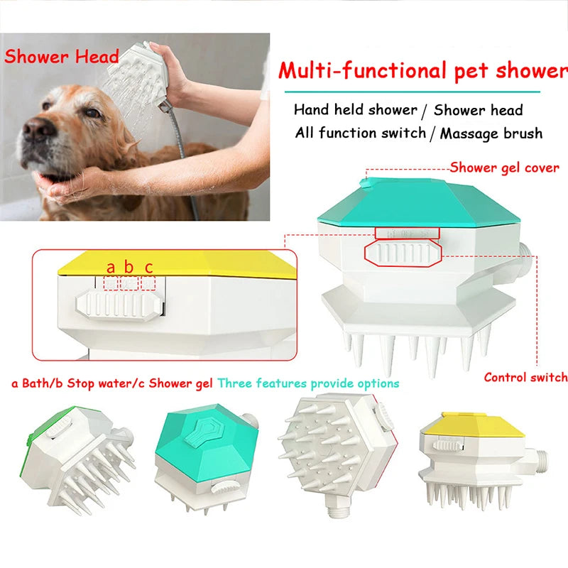 Pet Dog Bathing Sprayer Comfortable Massage Shower Tools Dog Hair Shampoo Brush Pet Grooming Cleaning Comb For Medium Large Dogs