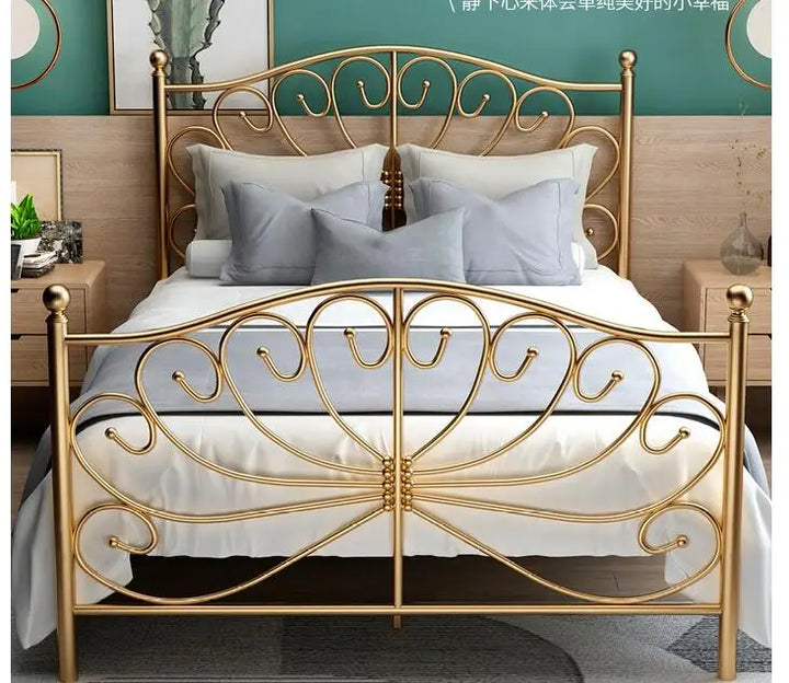 European style gold web celebrity thick iron bed 1.2m 1.5m 1.8m single double master bed