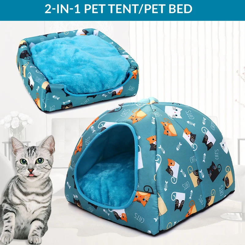 Warm Cat Bed Small Dogs Kittens House Pet Basket Cushion Cat Sleeping Pillow Mat Tent Puppy Lounger Soft Nest Cave Cats Beds