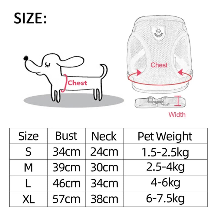 Dog Harness Leash For Small Medium Dog Cat Adjustable Mesh Puppy Harness Vest Walking Lead Leash For Puppy Dogs Collar Accessori