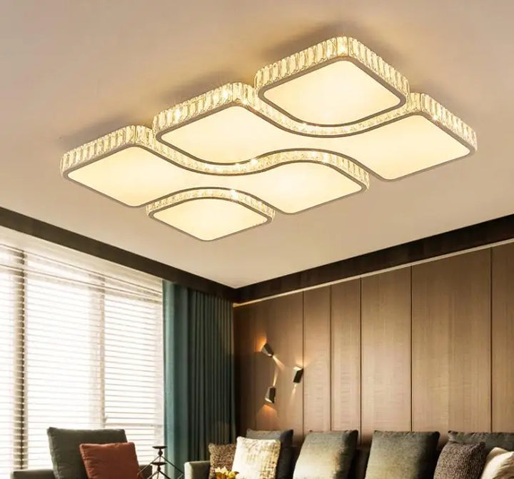 LED crystal ceiling lamp simple modern atmosphere rectangular crystal lamp Nordic room bedroom living room lighting