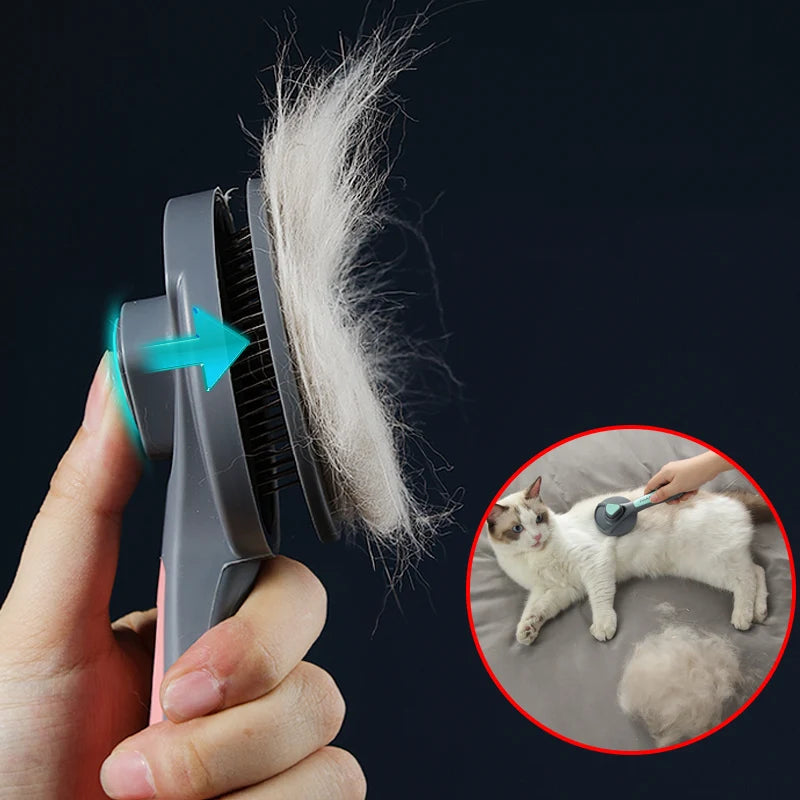 Kimpets Cat Comb Dog Hair Remover Brush Pet Grooming Slicker Needle Comb Removes Tangled Self Cleaning Pet Supplies Accessories