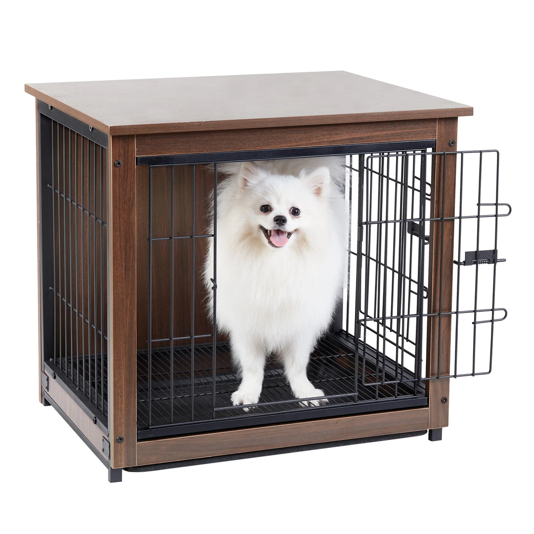 Vintage Wooden Pet Cage   with Table Top & Barrier Gate