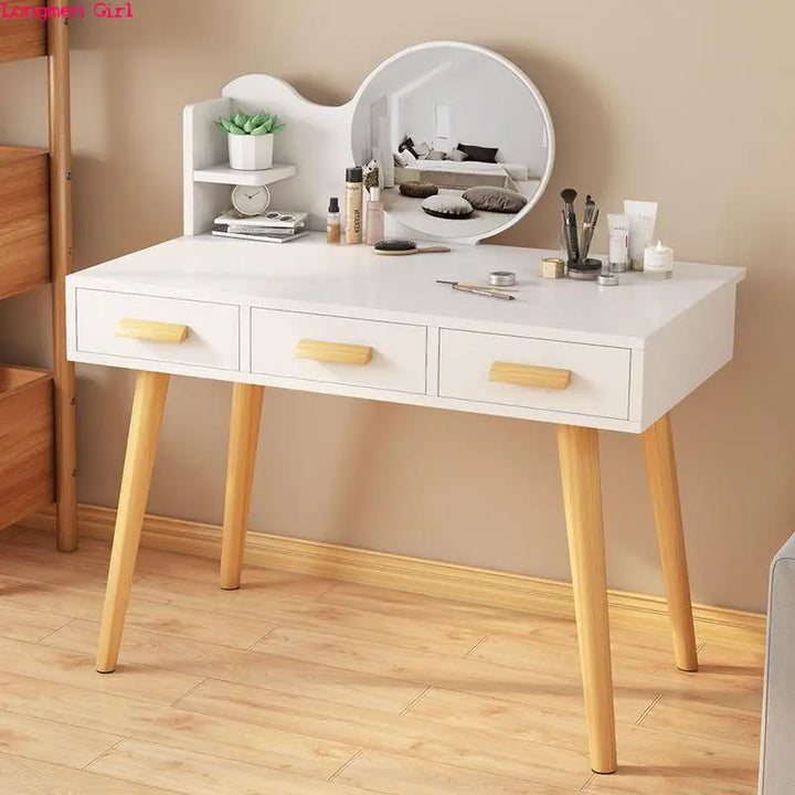 Bedroom Dressing Table Nordic Fashion Furniture Apartment Hotel Bedroom Set Dressing Table Mirror Makeup Table Density Board