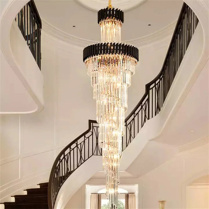 Modern Gold Pendant Lamp Crystal Chandelier Indoor New LED Customize Design Loft Stair Lights Fixture