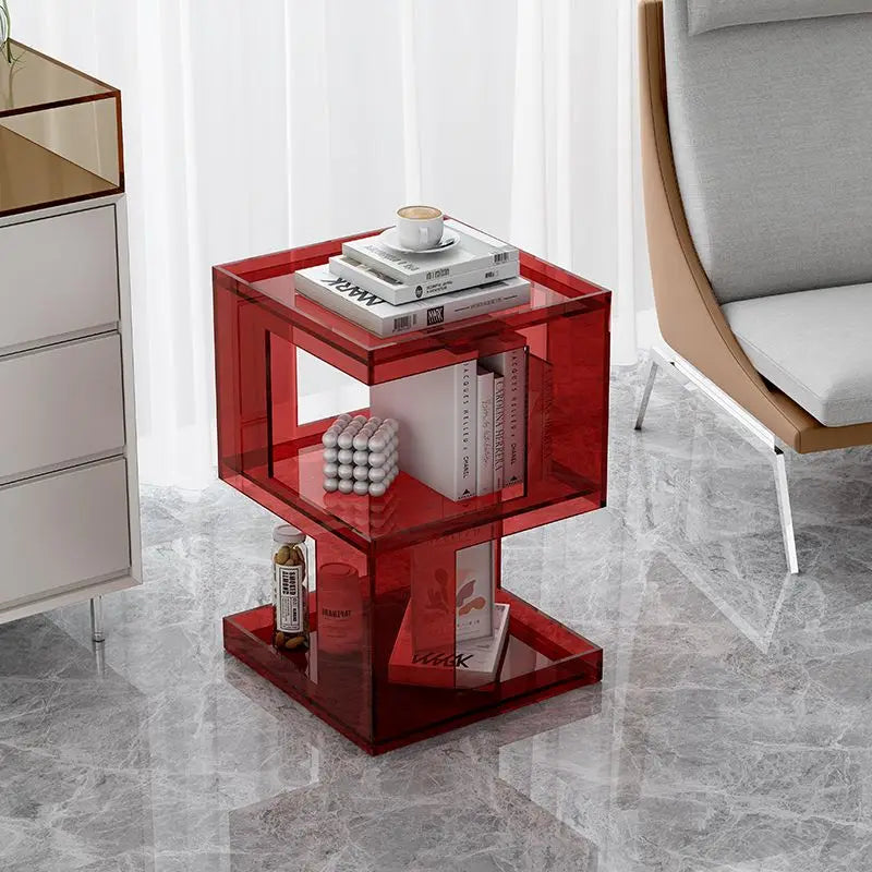 Acrylic Sofa Edge Table Modern Living Room Coffee Table Creative Transparent Bedroom Bedside Table Small Unit Furniture