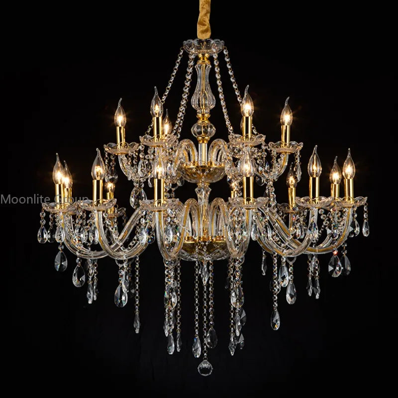 Golden Crystal Chandelier Modern Light Luxury  Ceiling Lamp Glossy Candle Crystal Pandant Lamps 8/10/12 heads